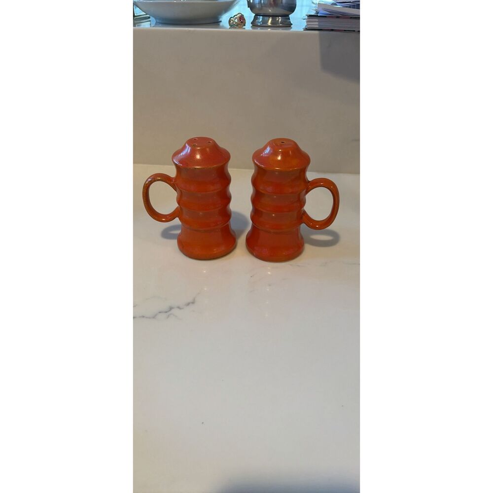 Vintage Frankoma Orange Ceramic Salt and Pepper Shakers P.2.556